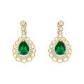 Boucles d'oreille sur Artemare : Boucles d'oreille tige en vermeil goutte oxyde vert serti et entour&eacute; d' oxydes blancs