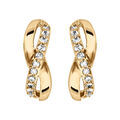 Boucles d'oreille sur Artemare : Boucles d'oreille tige en vermeil demi cr&eacute;oles crois&eacute;es avec oxydes blancs sertis