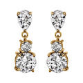 Boucles d'oreille pendante tige en vermeil trois oxydes blancs sertis