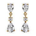 Boucles d'oreille sur Artemare : Boucles d'oreille tige en vermeil trois oxydes blancs sertis dont deux forme goutte