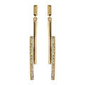 Boucles d'oreille pendante tige en vermeil batons et oxydes blancs sertis