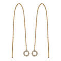 Boucles d'oreille traversante en vermeil longue cha&icirc;nette avec baguette et cercle d'oxydes blancs sertis Artemare