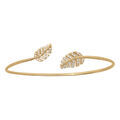 Bracelet jonc en vermeil feuillage et oxydes blancs sertis