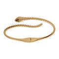 Bracelet en vermeil massif serpent articul&eacute; oxydes blancs et yeux verts - 60mm