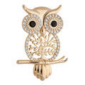 Broches sur Artemare : Broche en vermeil hibou - chouette + arbre de vie et oxydes sertis blancs et noirs