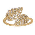 Bague en vermeil motif feuillage crois&eacute; avec oxydes blancs sertis