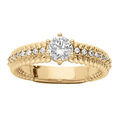 Bagues sur Artemare : Bague en vermeil solitaire et anneau textur&eacute; pav&eacute; d'oxydes blancs sertis