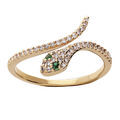 Bague en vermeil serpent oxydes blancs et verts sertis Artemare