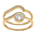 Bague en vermeil duo vague avec oxyde central et pavage d'oxydes blancs sertis Artemare