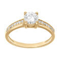 Bague en vermeil oxyde central blanc serti et oxydes blancs sertis