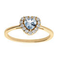 Bague en vermeil forme coeur oxyde bleu ciel et contour d'oxydes blancs Artemare
