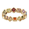 Bague alliance g&eacute;om&eacute;trique en vermeil et oxydes multi couleurs Artemare