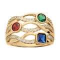 Bague en vermeil crois&eacute;e avec trois oxydes de couleur Artemare