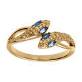 Bague en vermeil serpent double avec oxydes blancs et yeux verts Bague serpent double en vermeil, oxydes blancs et yeux bleus Artemare