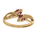 Bague en vermeil serpent double avec oxydes blancs et yeux fuschia Artemare