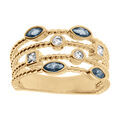 Bague en vermeil quatre rangs avec oxydes blancs et bleus Artemare