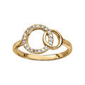 Bague en vermeil double cercle entrelac&eacute; dont un par&eacute; d'oxydes blancs