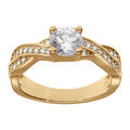 Bague en vermeil tress&eacute;e avc solitaire et oxydes blancs sertis Artemare