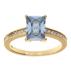 Bague en vermeil avec oxyde bleu et oxydes blancs sur l'anneau