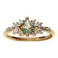 Bagues sur Artemare : Bague en vermeil oxyde central carr&eacute; vert iris&eacute; et oxydes blancs