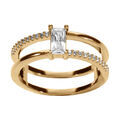 Bagues sur Artemare : Bague en vermeil double anneau avec pierre centrale baguette et oxydes