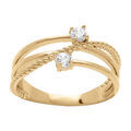 Bague en vermeil entrelac&eacute;e duo d'oxydes blancs sertis
