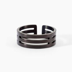 Histoire d'Or Bague Line Acier Noir
