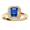Bague en vermeil avec oxyde bleu rectangulaire et oxydes micro sertis Artemare