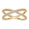 Bagues sur Artemare : Bague en vermeil forme X par&eacute;e d'oxydes blancs sertis