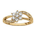 Bague en vermeil motif fleur crois&eacute;e avec oxydes blancs