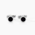 Boutons De Manchettes Jourdan Athos Acier Argent&eacute; Onyx