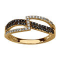 Bague en vermeil forme Z avec oxydes blancs crois&eacute;s avec oxydes noirs Artemare