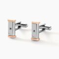 Histoire d'Or Boutons De Manchettes Dax Acier Bicolore Oxyde De Zirconium