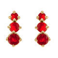 Boucles d'oreille tige en plaqu&eacute; ortrois oxydes rouges