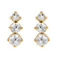 Boucles d'oreille tige en plaqu&eacute; or trois oxydes blancs