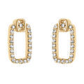 Boucles d'oreille tige en plaqu&eacute; or forme rectangle orn&eacute; d'oxydes blancs Artemare