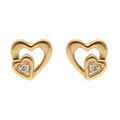 Boucles d'oreille tige en plaqu&eacute; or coeurs avec oxydes blancs Artemare