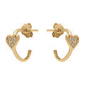 Boucles d'oreille sur Artemare : Cr&eacute;oles en plaqu&eacute; or 10mm avec coeurs pav&eacute;s d'oxydes blancs