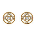 Boucles d'oreille sur Artemare : Boucles d'oreille tige en plaqu&eacute; or forme cercle avec fleur d'oxydes blancs