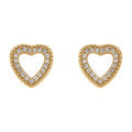 Boucles d'oreille sur Artemare : Boucles d'oreille tige en plaqu&eacute; or forme coeoeur contour d' oxydes blancs