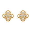 Boucles d'oreille sur Artemare : Boucles d'oreille tige plaqu&eacute; or tr&egrave;fle et croix d'oxydes blancs