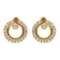 Boucles d'oreille tige en plaqu&eacute; or forme cercle &eacute;cid&eacute; contour d'oxydes blancs