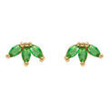 Boucles d'oreille tige en plaqu&eacute; or trois navettes en oxydes verts Artemare