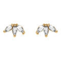 Boucles d'oreille tige en plaqu&eacute; or troisnavettes en oxydes blancs