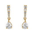 Boucles d'oreille pendante tige en plaqu&eacute; or ligne d' oxydes blancs et goutte Artemare