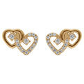 Boucles d'oreille tige en plaqu&eacute; or coeurs entrelac&eacute;s et oxydes blancs