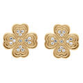Boucles d'oreille sur Artemare : Boucles d'oreille tige en plaqu&eacute; or tr&egrave;fle avec oxydes blancs