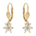 Boucles d'oreille sur Artemare : Boucles d'oreille dormeuse en plaqu&eacute; or fleur avec oxydes blancs