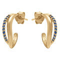 Boucles d'oreille sur Artemare : Boucles d'oreille tige en plaqu&eacute; or vague avec oxydes bleus