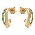 Boucles d'oreille tige en plaqu&eacute; or vague avec oxydes verts